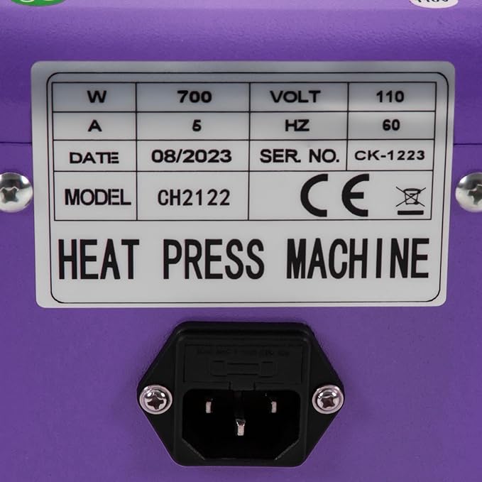 Máquina de Plancha Térmica 11.8x9in Ajustable 700W Morada para Camisetas miniatura 8