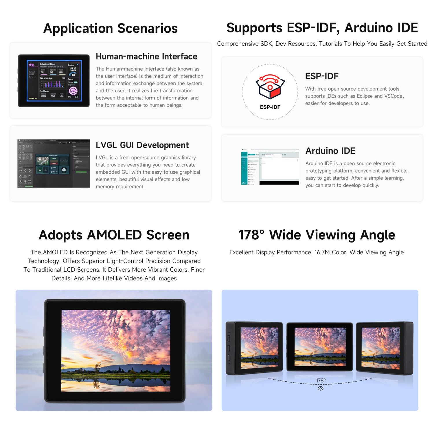 Waveshare ESP32-S3 2.41inch AMOLED Touch Display Development Board, 600x450, 32-Bit LX7 Dual-Core Processor, Onboard Accelerometer and Gyroscope Sensor, ESP32 with Display Without Case