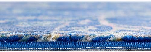 Miniatura 5 de Unique Loom Blossom Collection - Alfombra de área - Yoshino (4 pies 1 pulgada x 6 pies 1 pulgada, ovalada, azulverde)