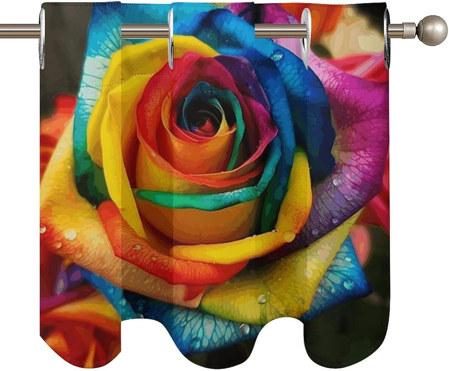 Rainbow Rose 2 Pack Valance Curtains Window Treatments. Adjustable Curtain with Rod Pocket.Cafe Curtains is Half Curtains for Privacy Decorative 52x18.1 Inch.