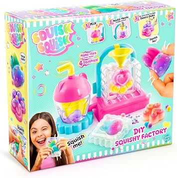 Squish Squish DIY Squishy Factory   Make Your Own Squishy | Mix, Pour & Create | 3 Collectible Styles | Decorations Included | Soft Squishy Fun | Ages 6+