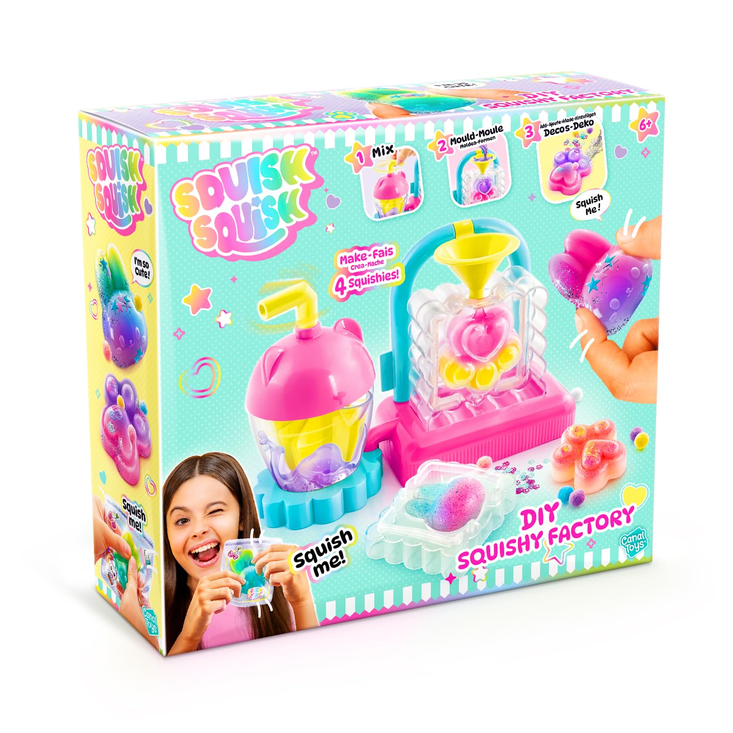 Squish Squish DIY Squishy Factory, Craft Kit- Make Your Own Colourful, Satisfying Squishies | Create your own squishys| sensory Craft Activity Set for kids 6+