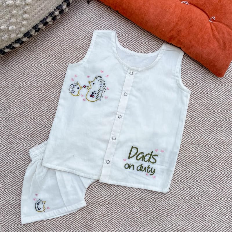 Image of Cotton Jhabla Set for Infants and Toddlers | Snap Buttons Jabla |Soft Mulmul |Breathable and Comfortable | Top with Diaper friendly bottoms
