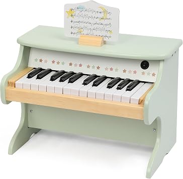 Freniland Wooden Kids Piano, 25 Keys Mini Piano Keyboard for Toddlers, Premium Music Educational Instrument for Boys and Girls Age 3+ Green