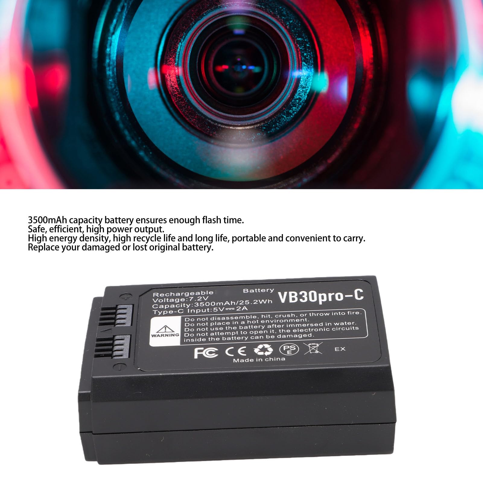 Diyeeni Paquete de 2 Baterías de Flash de Cámara de Iones de Litio de 3500 MAh, para V1 V1Pro V850II V860II V860III AD100 Pro con Reemplazo de Flashes de Cámara