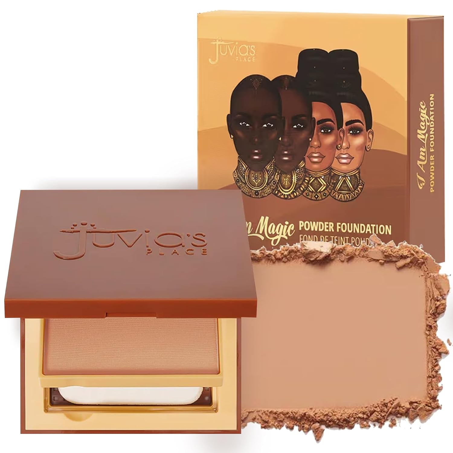 Juvia's Place I Am Magic Powder Foundation - M2 Havana - Buildable-Coverage Mattifying Pressed Powder for Pore Vanished Skin - Lightweight Matte Base for Oily & Dry Skin Smooth Finish