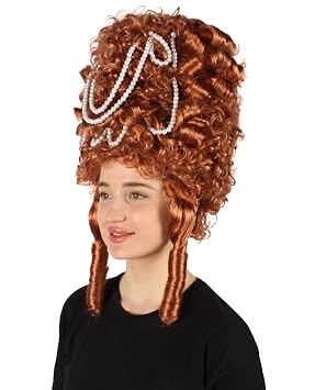 HPO Women's French Revolution Queen Wig, Auburn Brown, Perfect for Halloween, Flame-retardant Synthetic Fabric