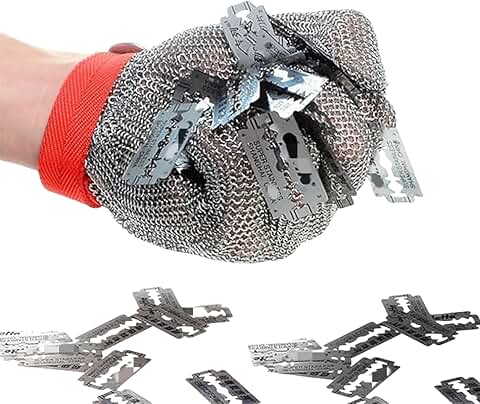 Inf-way 304L Brushed Stainless Steel Mesh Cut Resistant Chain Mail Gloves Kitchen Butcher Working Safety Glove 1pcs