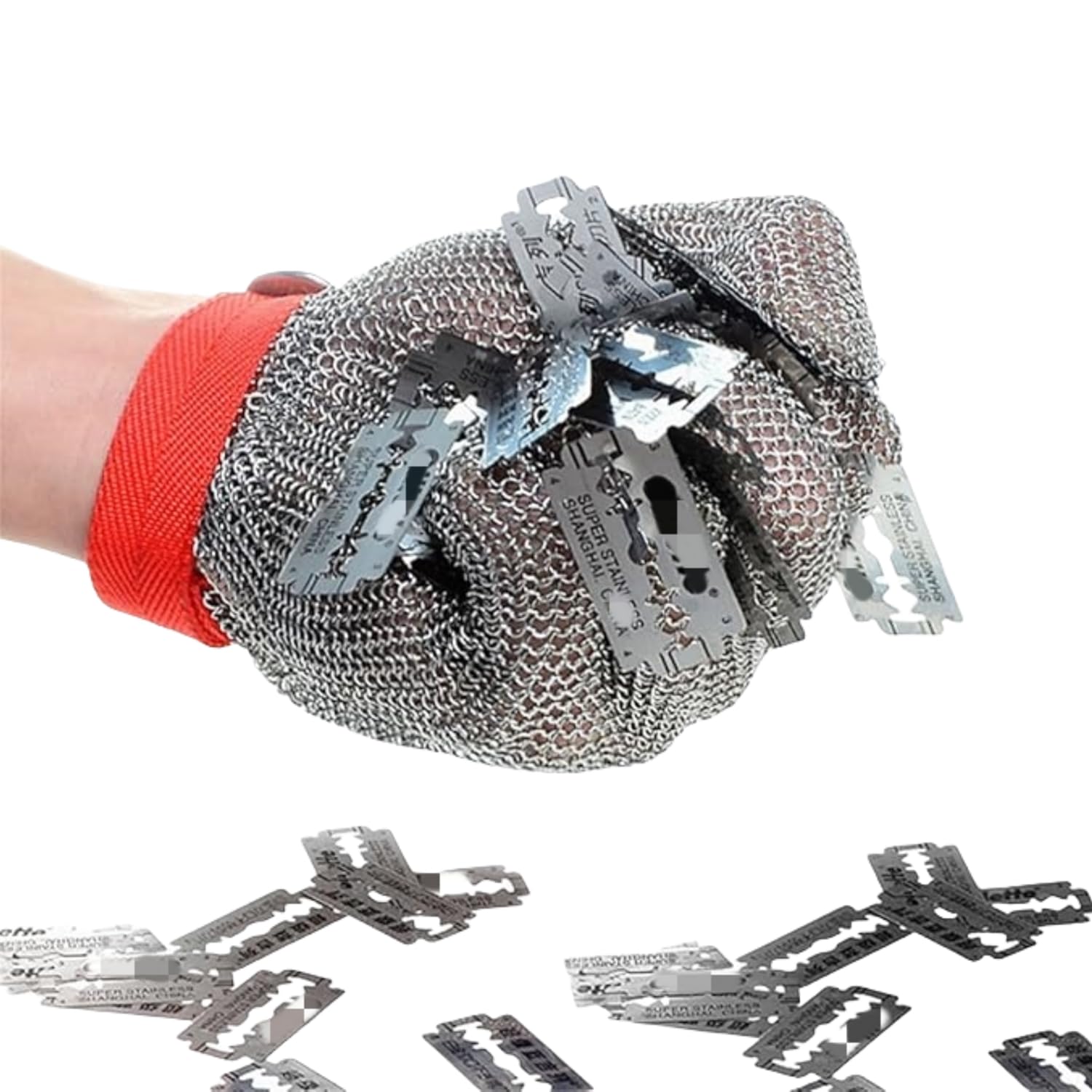 Inf-way 304L Brushed Stainless Steel Mesh Cut Resistant Chain Mail Gloves Kitchen Butcher Working Safety Glove 1pcs