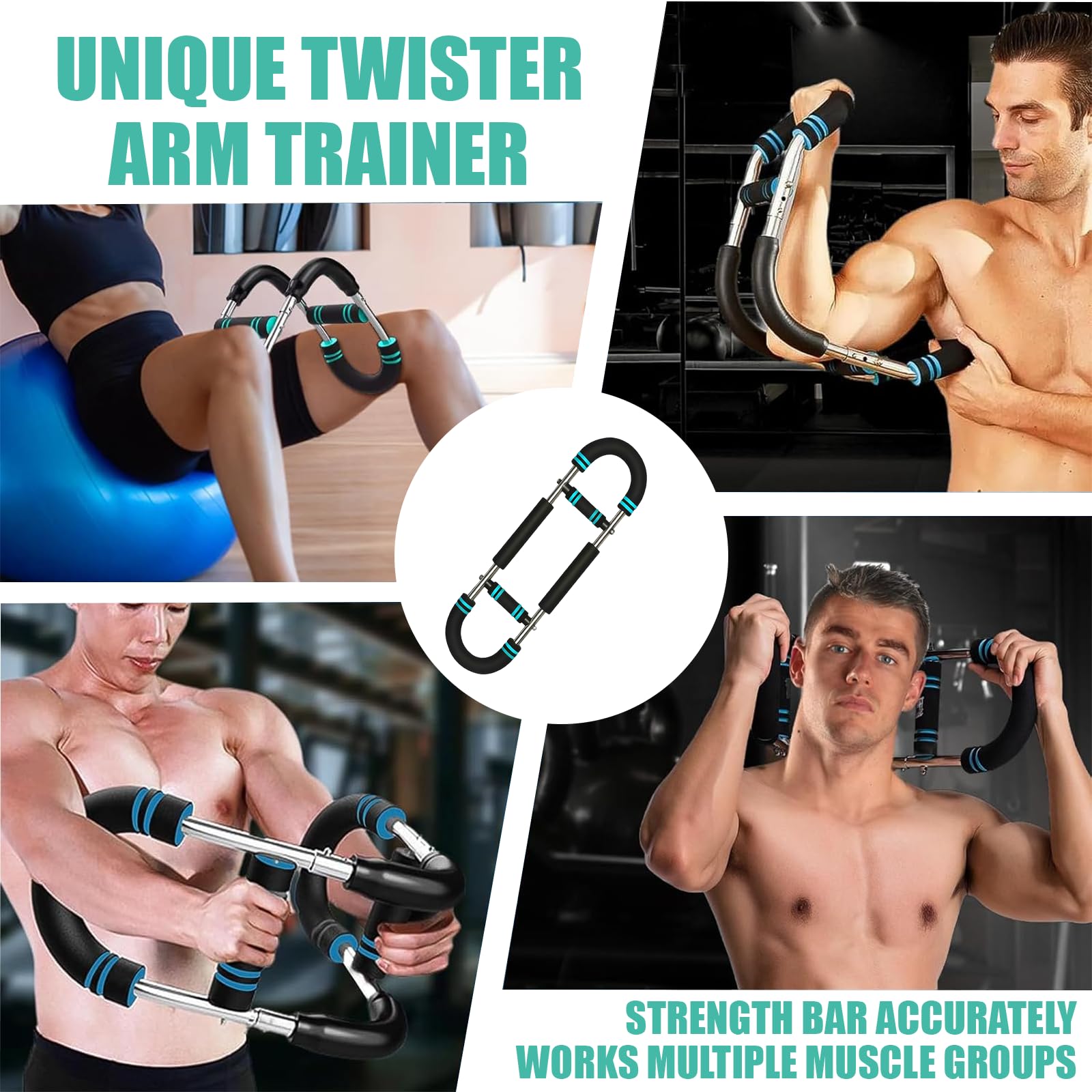 Twister Arm Trainer, Attrezzo per Esercizi Con Torsione a U, Espansore Toracico Regolabile, Power Twister Bar Portatile, per l'allenamento Muscolare di Petto, Braccia, Spalle e avambracci