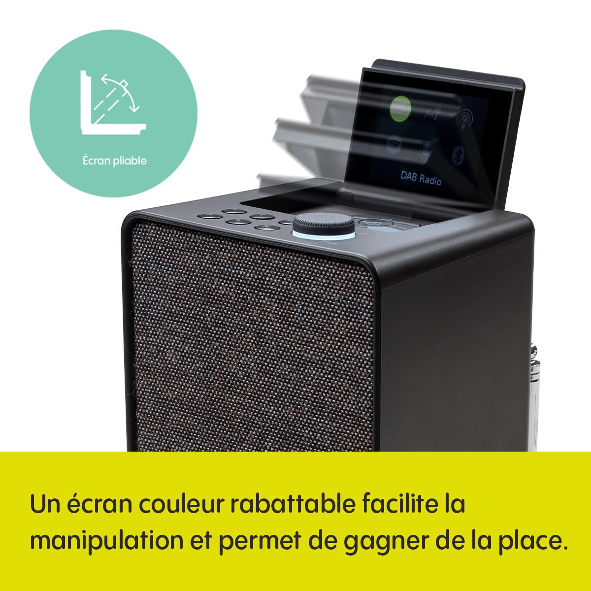 Pure Evoke Spot Système de Musique Compact pour la Maison (Radio Dab+/FM, Radio Internet, podcasts, Spotify Connect, Bluetooth et Puissance Audio de 20 Watts), Coffee Black