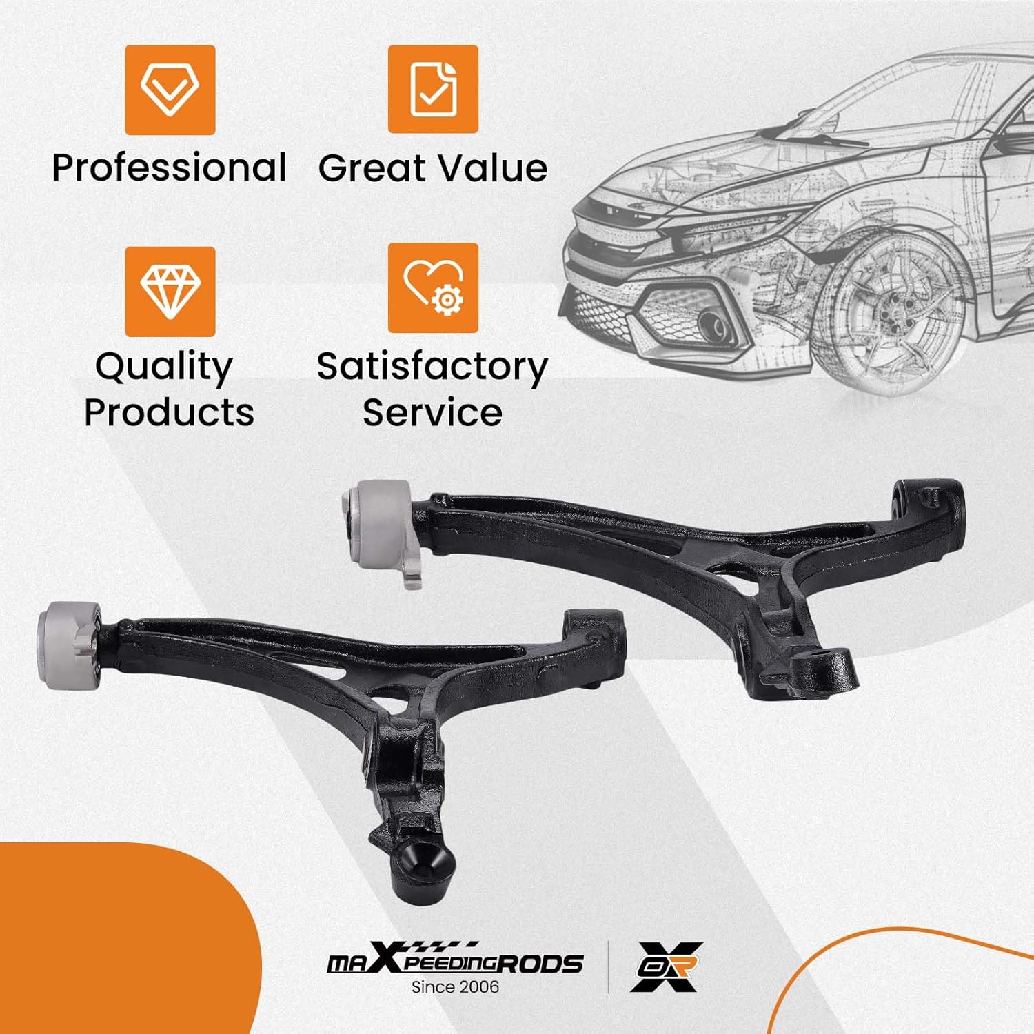 maXpeedingrods 2Pc Front Lower Control Arm Assembly for Jeep Grand Cherokee Dodge Durango 2011-2015, Suspension Control Arm Kit Replace RK642831 RK642830