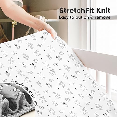 Miniatura 6 de Pack and Play Sábanas bajeras, paquete de 2 sábanas para cuna de tamaño pequeño, paquete N Play, sábana bajera orgánica para cuna para colchón de