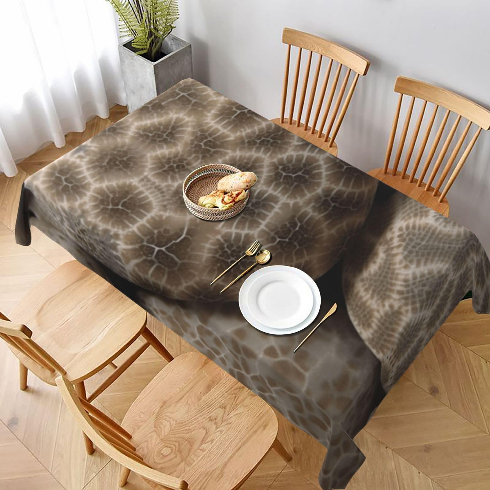 WPKJU Petoskey Stone Printed Tablecloth 60x90 in Water Resistant Table Cover Washable Rectangle Table Cloth for Dining Tables