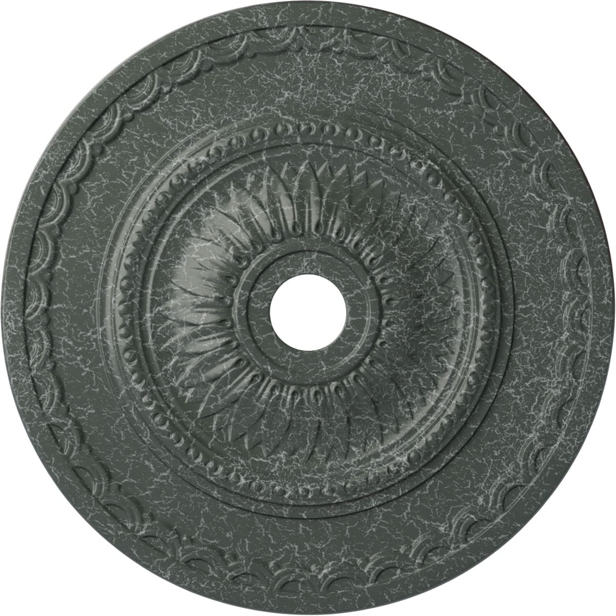 Ekena Millwork CM29SFAGC 29 1/2"OD X 3 5/8"ID X 1 5/8"P Sunflower Ceiling Medallion Fits Canopies Up to 5 5/8", Athenian Green Crackle