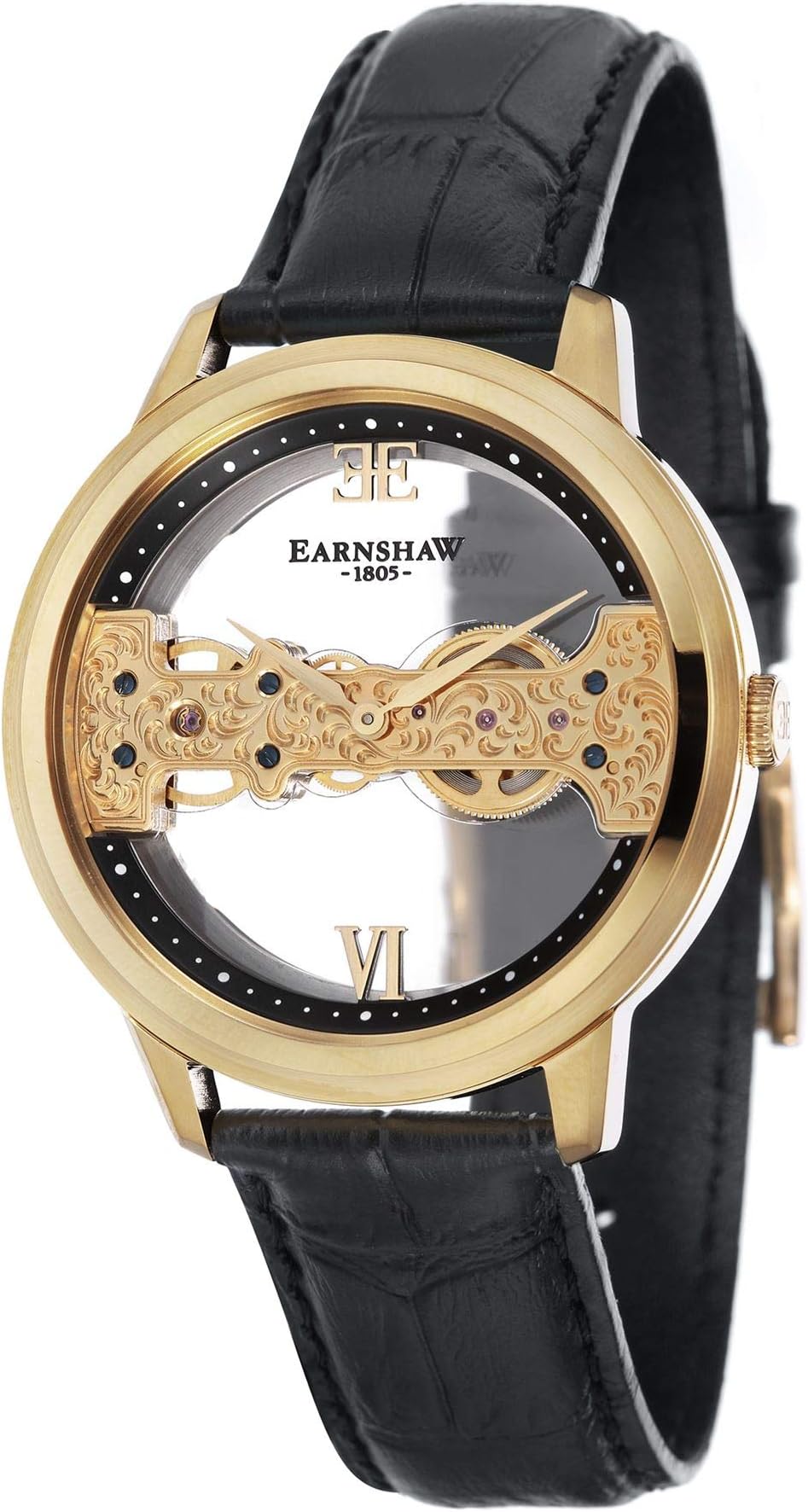 Thomas Earnshaw Men's ES-8065-03 Cornwall Bridge Analog Display Mechanical Hand Wind Black Watch