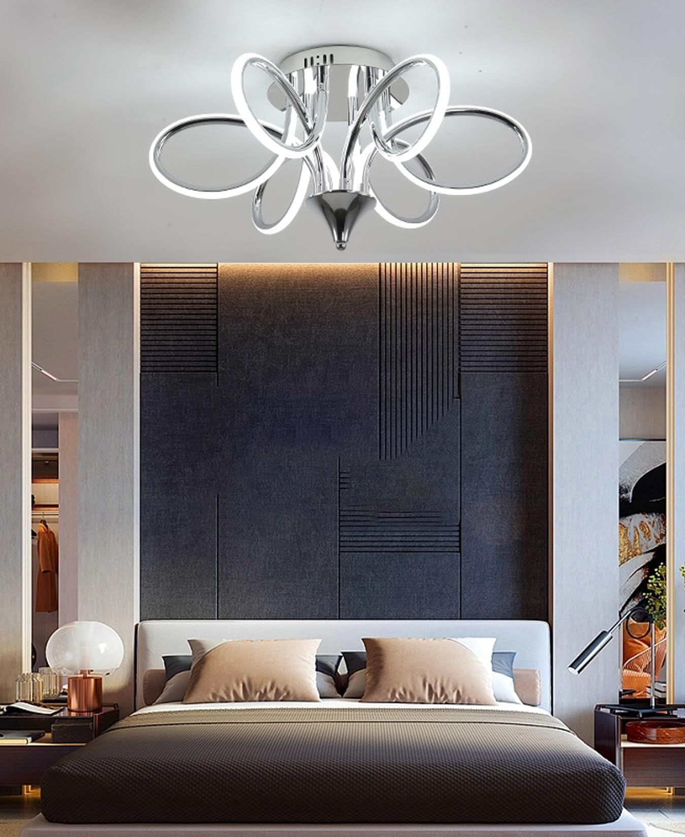 Lampadario Led Arcadia Moderno - Dimmerabile, Telecomando E App, 100cm Per Casa - Foto 2