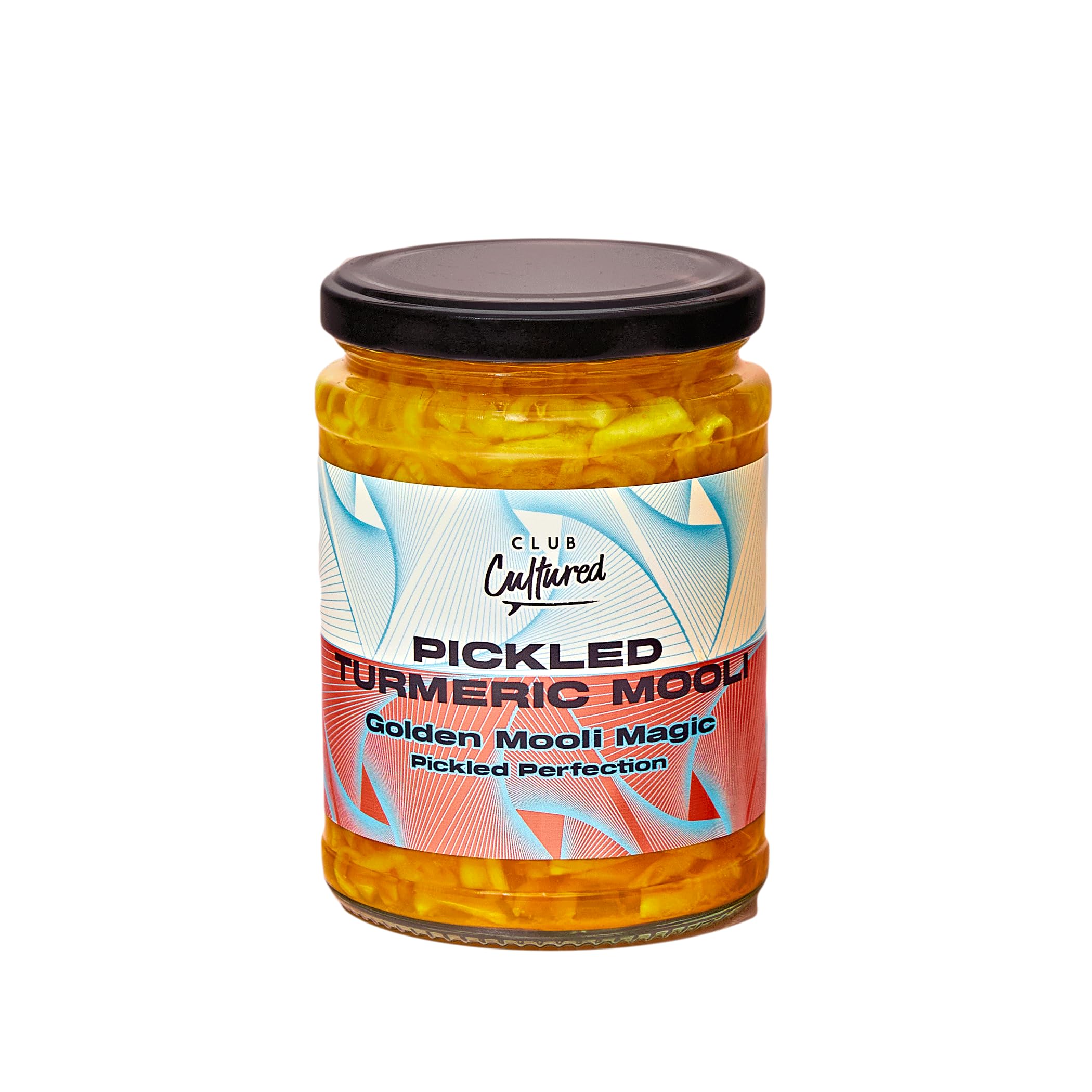 Club Cultured Pickled Turmeric Mooli, 450g Jar, Tasty Radish Pickle, Made in UK, Wholefood Ingredients, High in Fibre