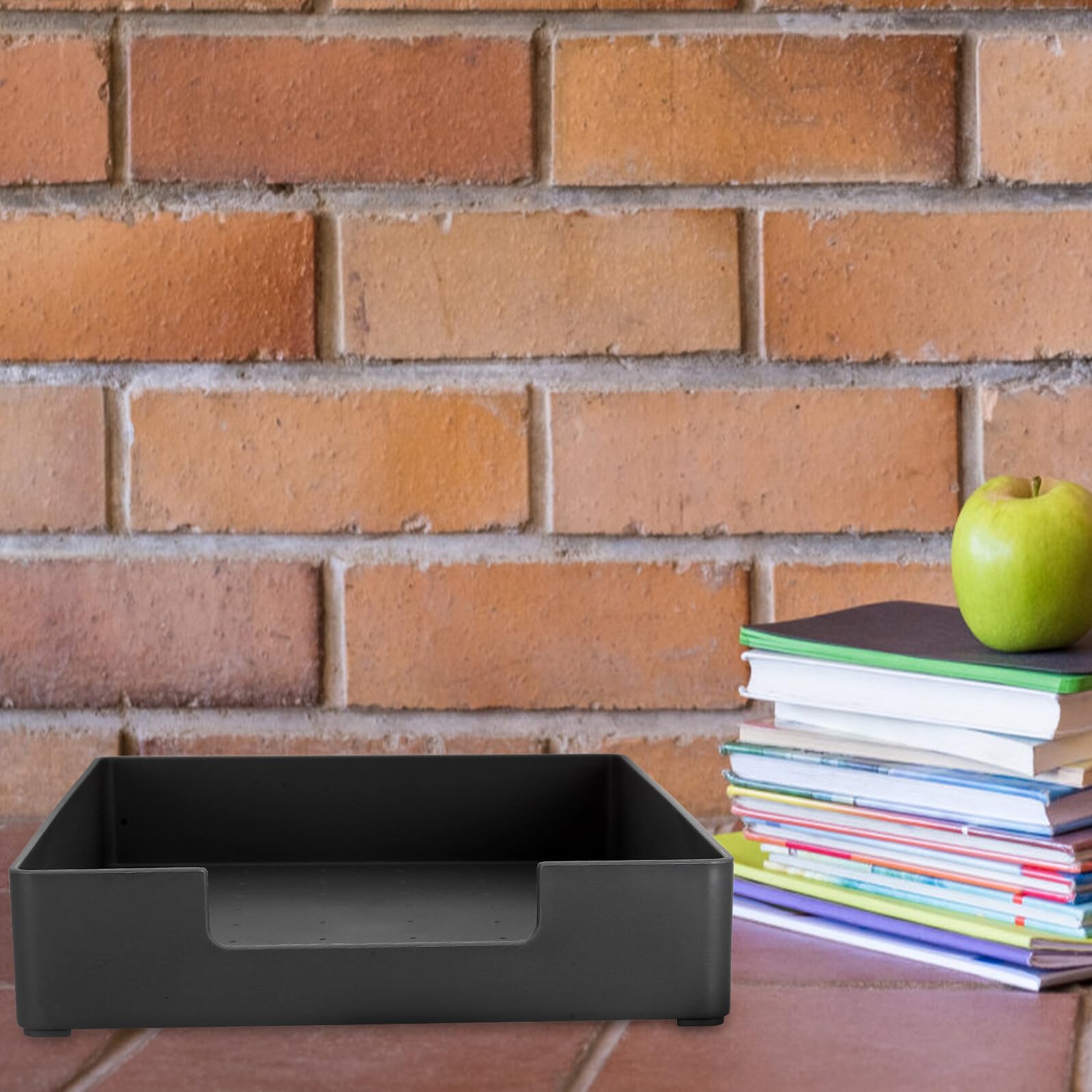 2 Piezas Caja Organizadora de Escritorio A4 Negra, Soporte para Papelería y Artículos Diversos, Caja de Almacenamiento ABS Pequeña para Oficina y Uso Doméstico, Bandeja para