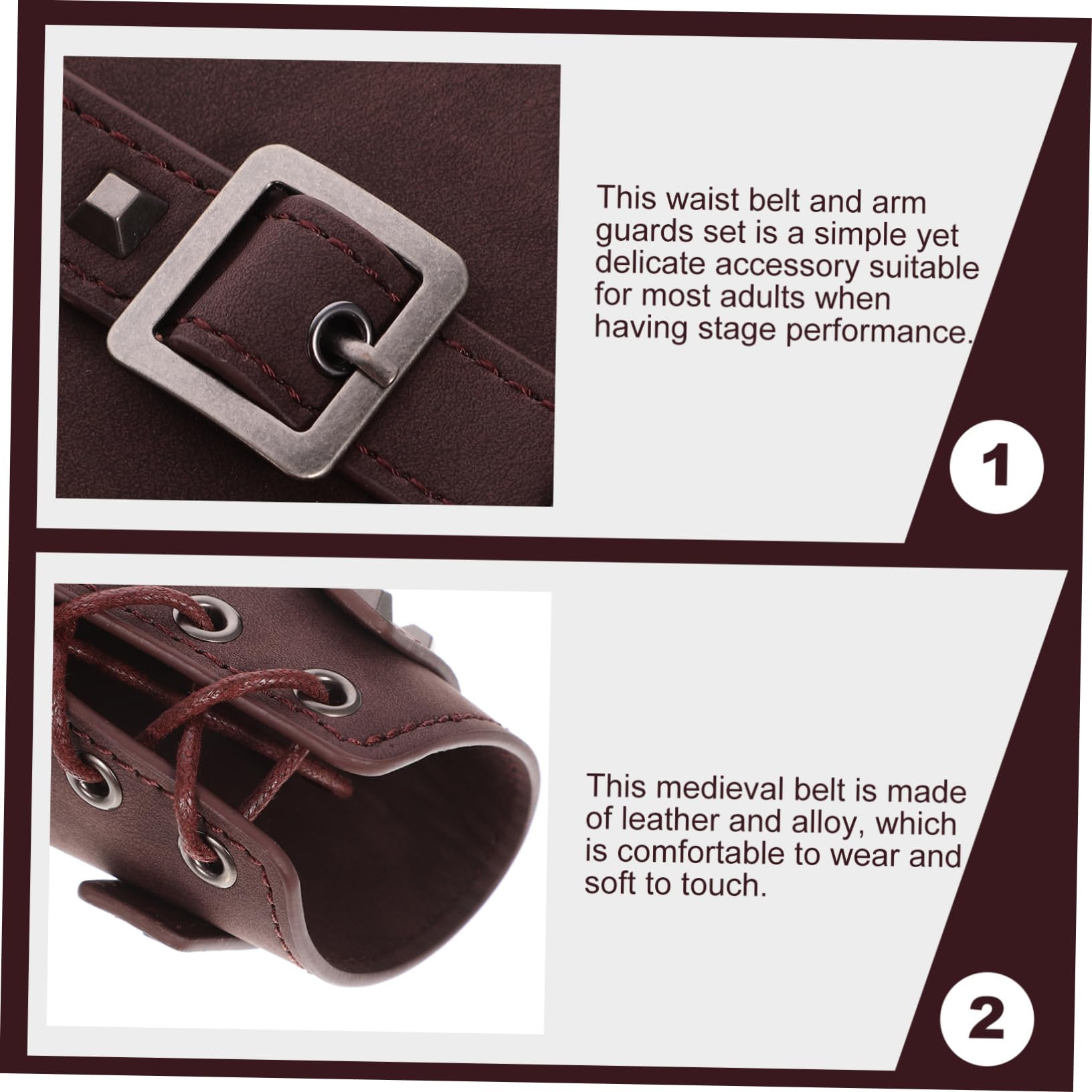 TOVINANNA Leather Arm Guards 3pcs Medieval Wristband Set Viking Costume for Men Waist Belt for Adults Cosplay Accessory Brown