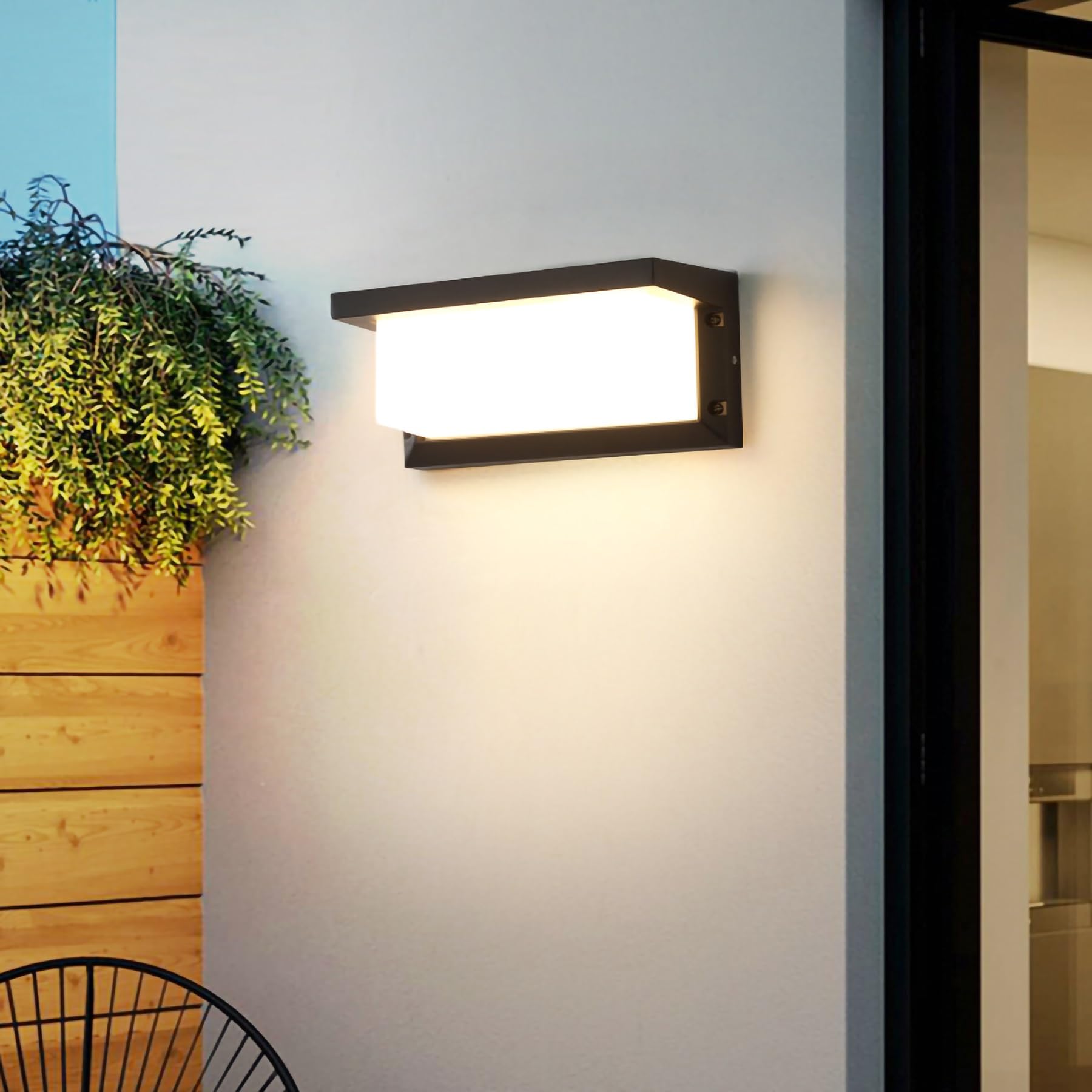 IP65 apliques de pared solares exteriores impermeables LED moderno aplique de pared de aluminio, luz blanca cálida tira larga luz de inducción de pared para pasillo/pasillo (color: blanco, tamaño: 4W)