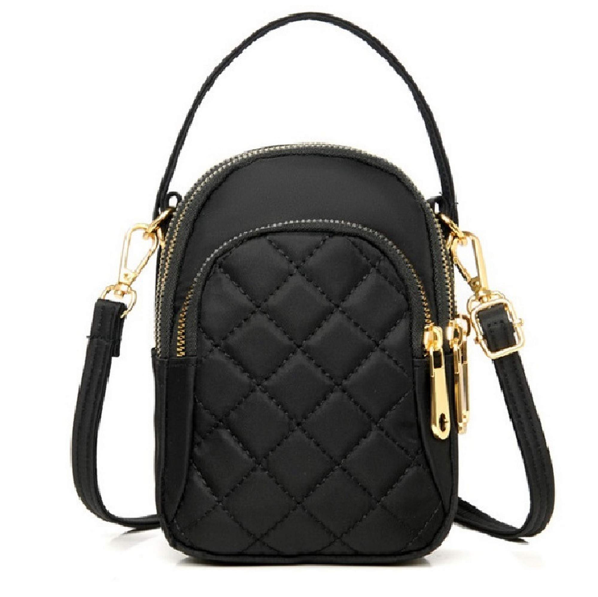 TAILIANParity-Wear Golden Chain Multiple Pockets Quilted Pattern Premium Durable Quality Fashion Statement Earphone Hole Phone holder Crossbody Sling Bag For Women And Girls