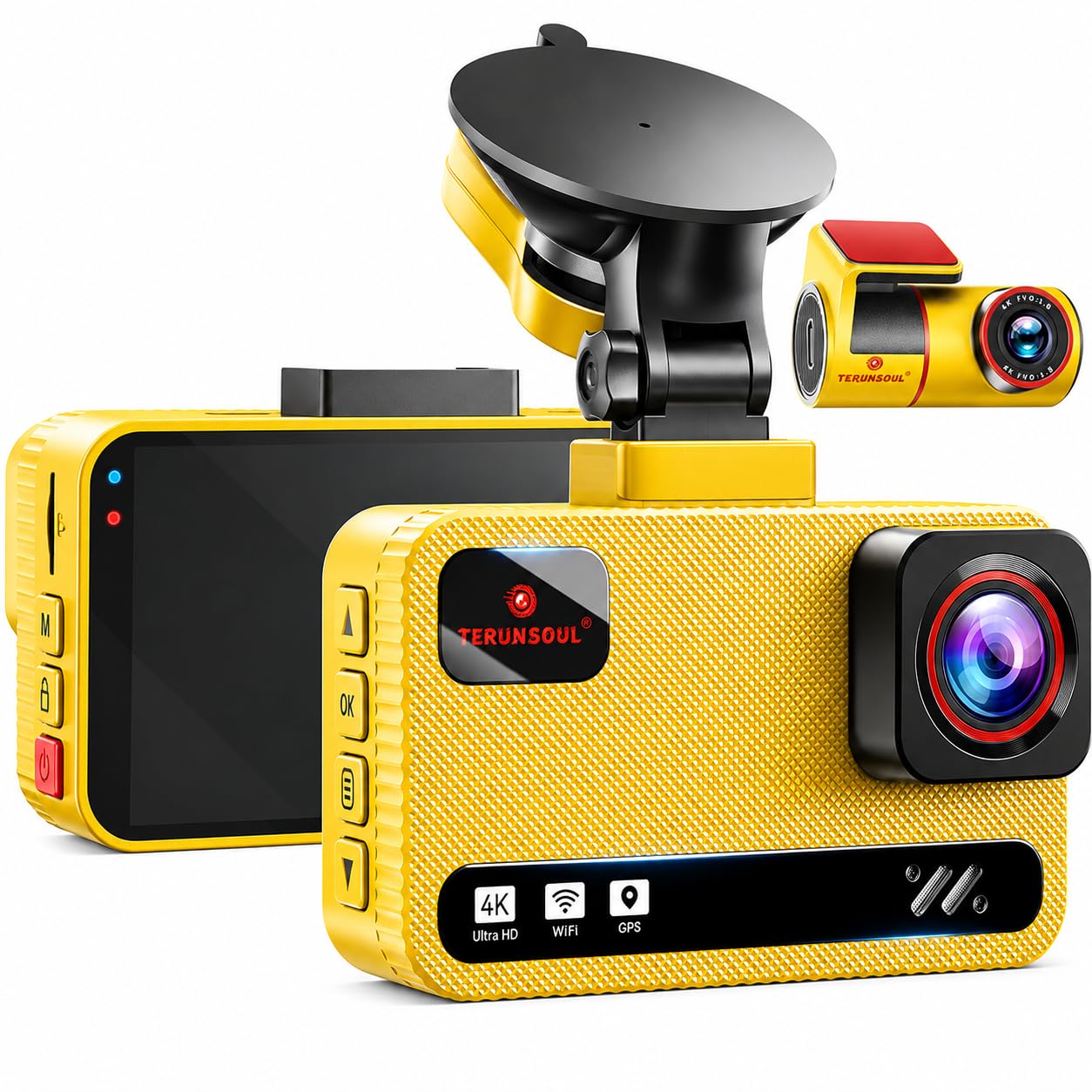 NDO Dash Cam anteriore e posteriore, doppia fotocamera 4K per auto, scheda da 128 GB inclusa
