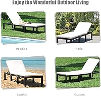 Vista 5 de HAPPYGRILL Silla de salón de ratán para patio, silla reclinable ajustable de mimbre con respaldo y cojín