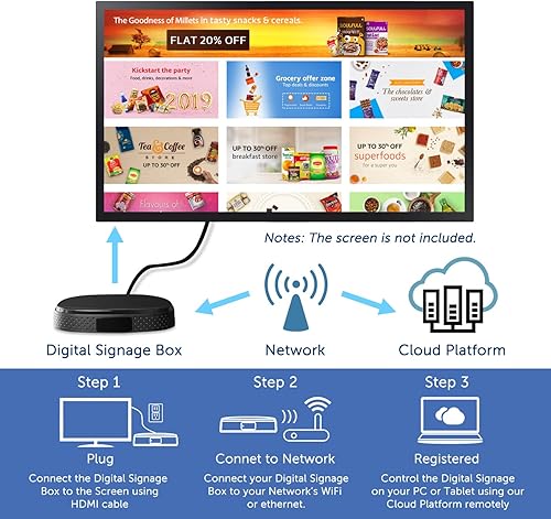 Miniatura 5 de Sungale Caja de visualización de señalización digital KWS759 Promueva la oficina, bar, restaurante, hotel, negocio Actualice el contenido digital de