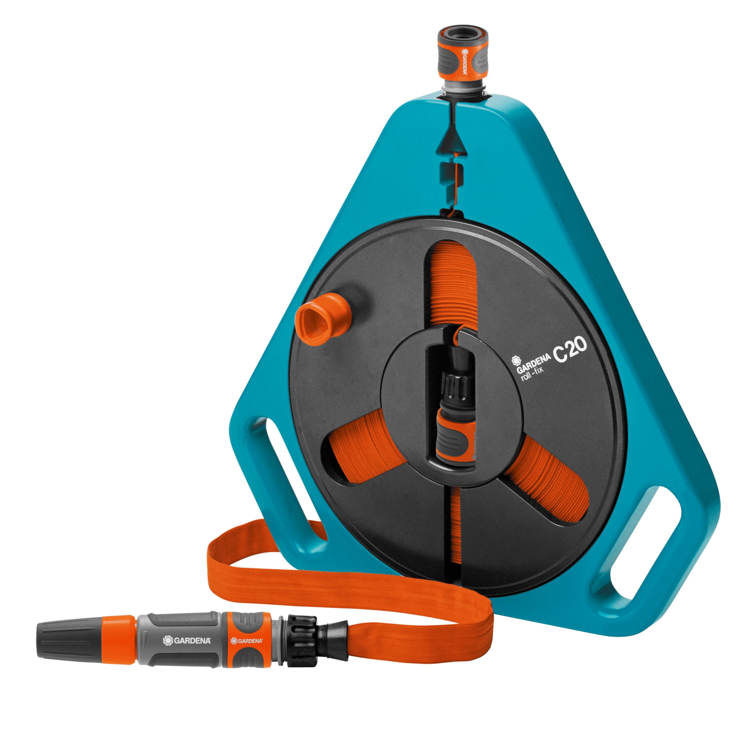 Gardena Flachschlauch – roll-fix Kassette 20 m, mit Spritze und Systemteilen