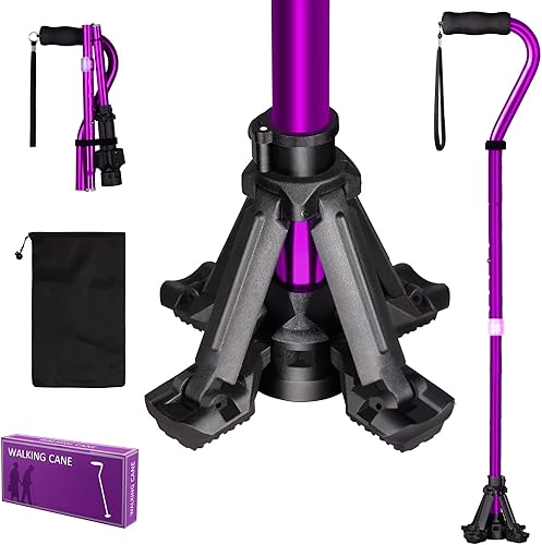 LIXIANG Bastón de caminar para mujeres para estabilidad, personas mayores, equilibrio, plegable, plegable, resistente, ajustable, plegable, a la