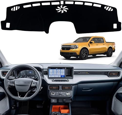 Tapete antideslizante para tablero de instrumentos compatible con Ford Maverick 2022 2023 2024 Protector solar (borde negro)