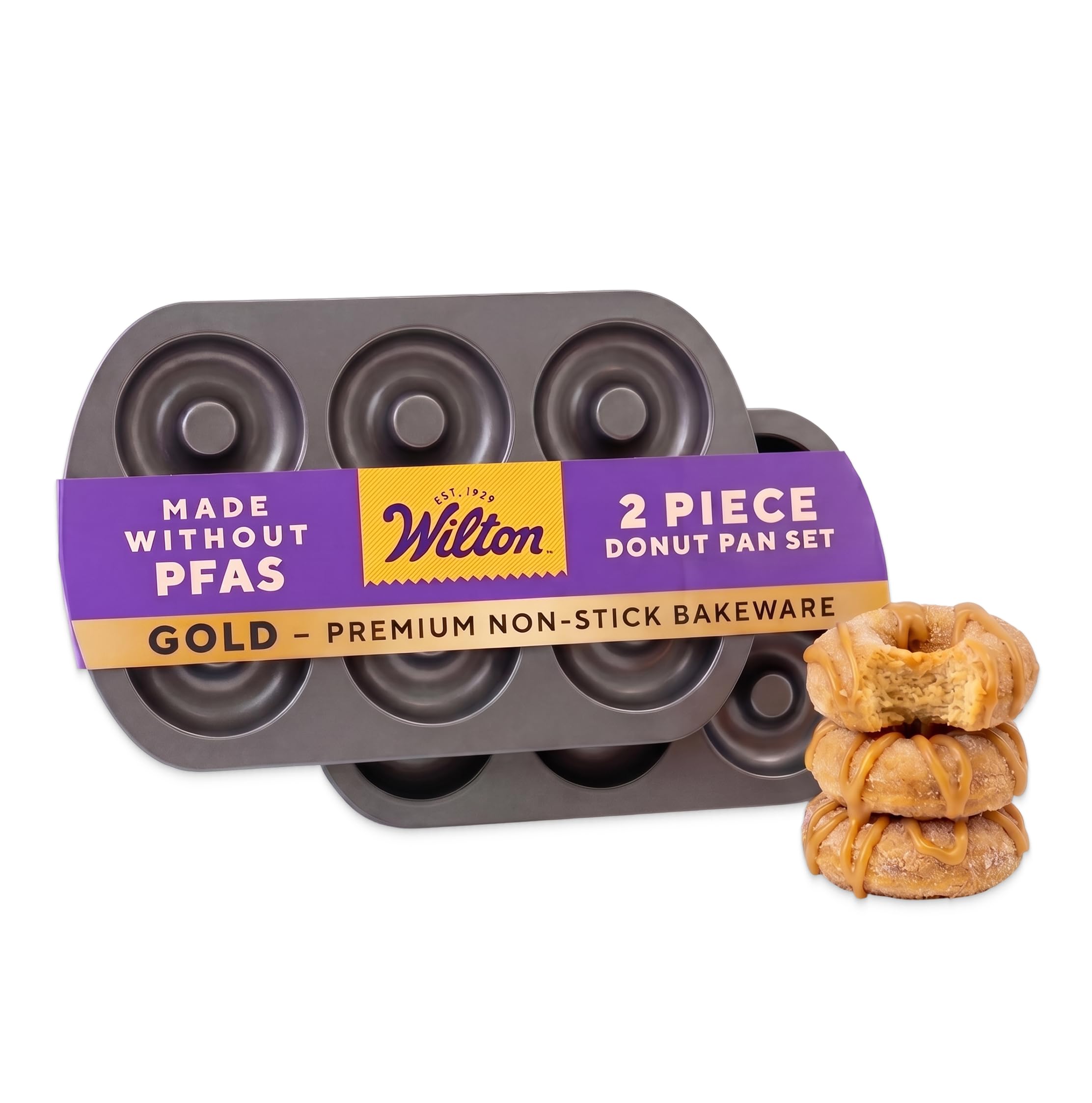 Wilton Gold Non-Stick Donut Pan Set, Stainless Steel, 2-Piece