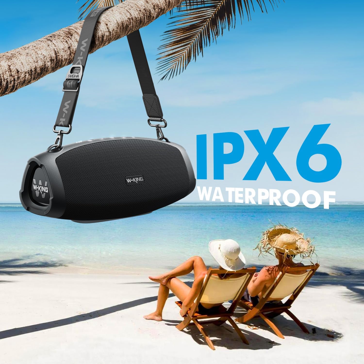 W-KING Bluetooth Speaker, 120W Max Loud Portable Speakers Bluetooth Wireless Boombox, IPX6 Waterproof Party Large Outdoor Speaker, 70W Triple Passive Radiators- Deep Bass/Subwoofer*2, 42H, TF, AUX, EQ - Image 4