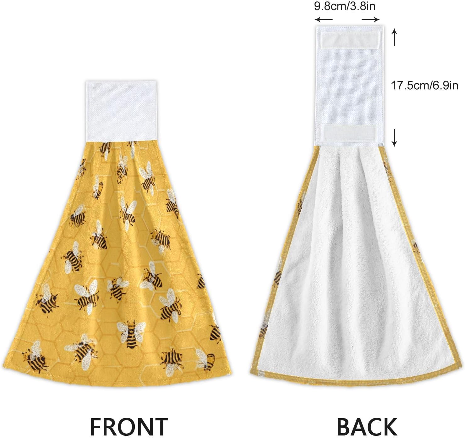 Boccsty Watercolor Bee Fingertip Bath Towels 2 Pieces Bee Honey Hanging Hand Bath Towel Tea Bar Towels for Bathroom Farmhouse Housewarming Tabletop Home