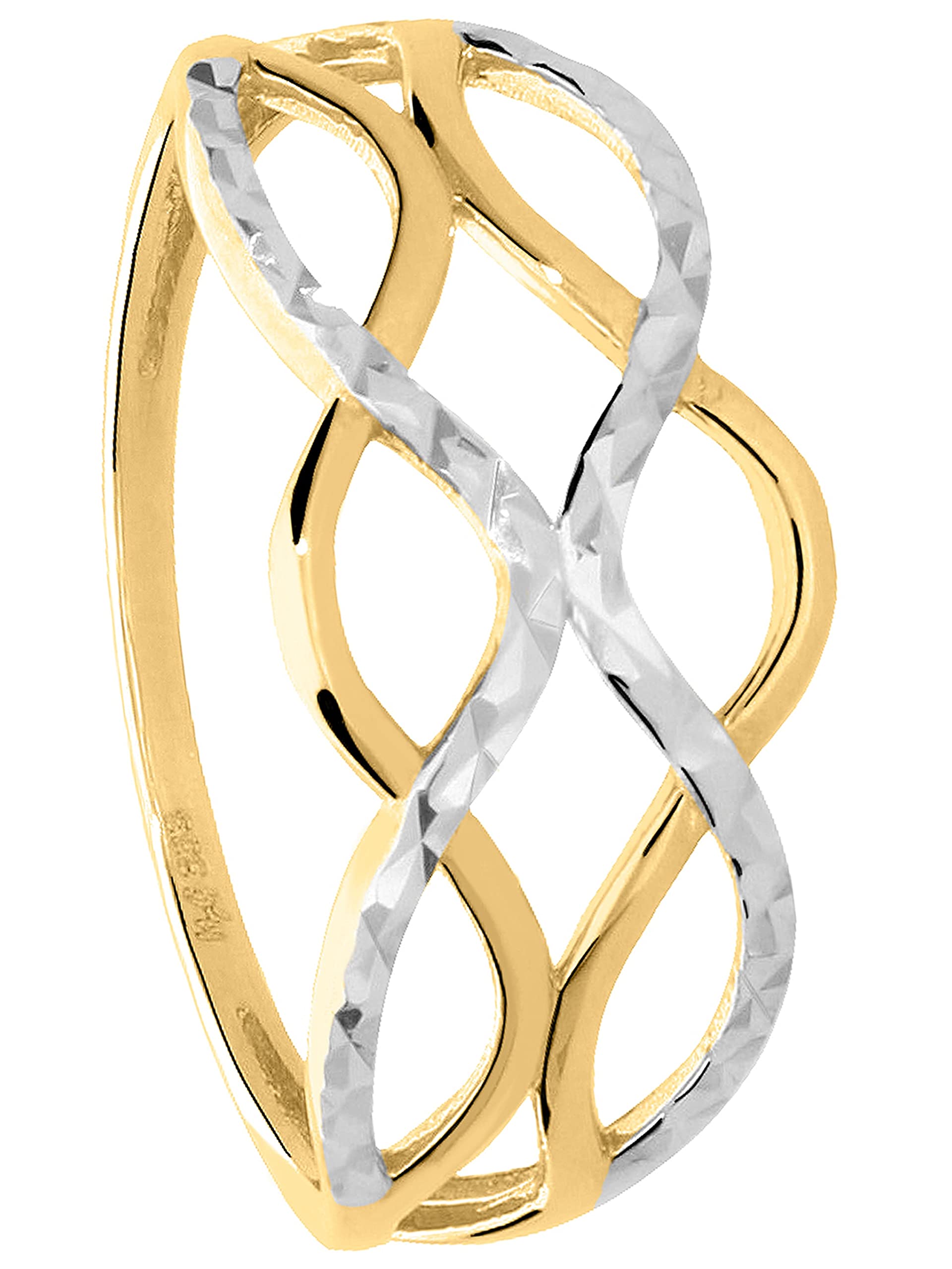 My Gold Damen Ring Gold 333 Echtes Weissgold Gelbgold (8 Karat) Ohne Stein Gr. 62 Damenring Goldring Emeni R-07931-G362-W62