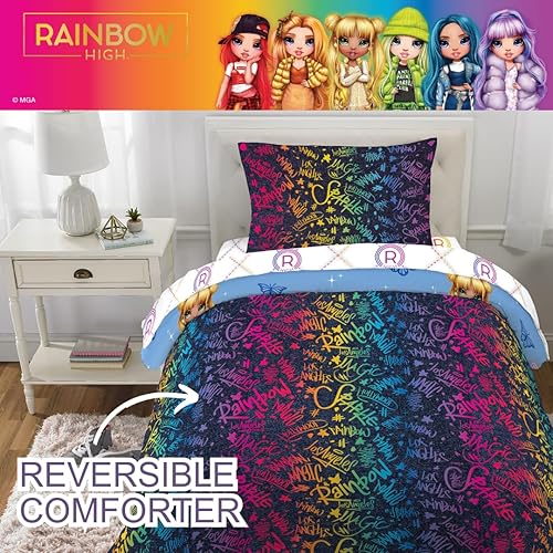 Miniatura 4 de Franco Rainbow High - Juego de edredón y sábanas supersuaves de 5 piezas para niños, con funda, tamaño individual, (producto 100 % con licencia
