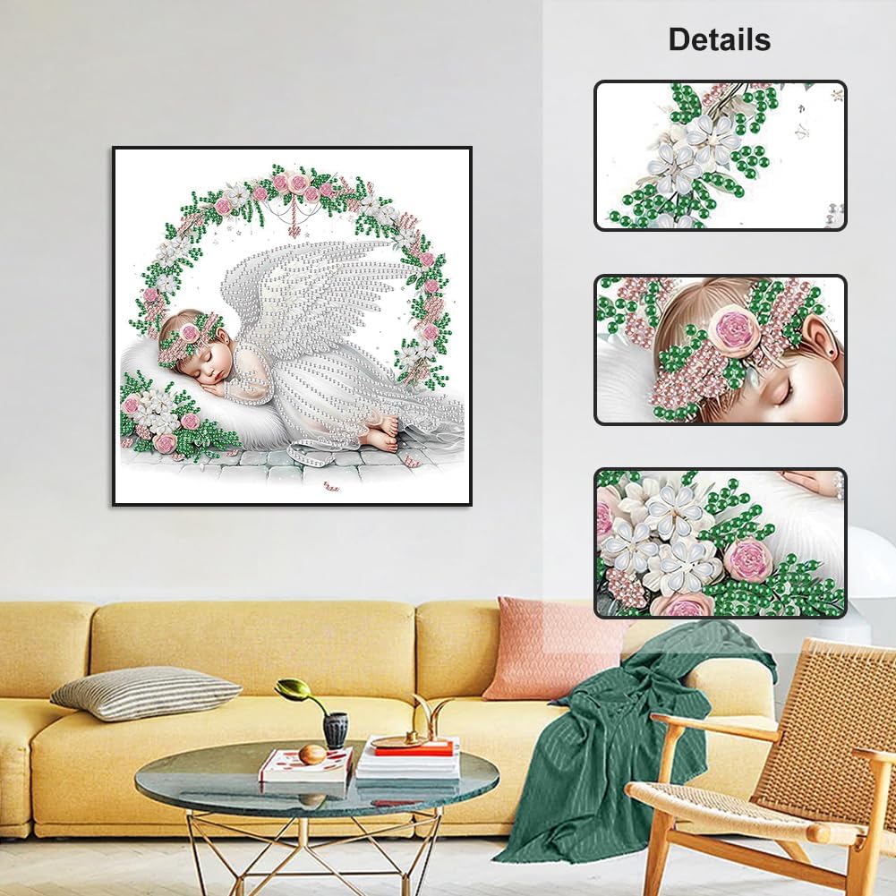Stalente Diamond Painting Kits for Adults, 5D Special Shape Diamond Art Kits for Beginners, Crystal Rhinestones Diamond Painting for Home Wall Decoration Gift 12×12inch, Angel Girl image 3