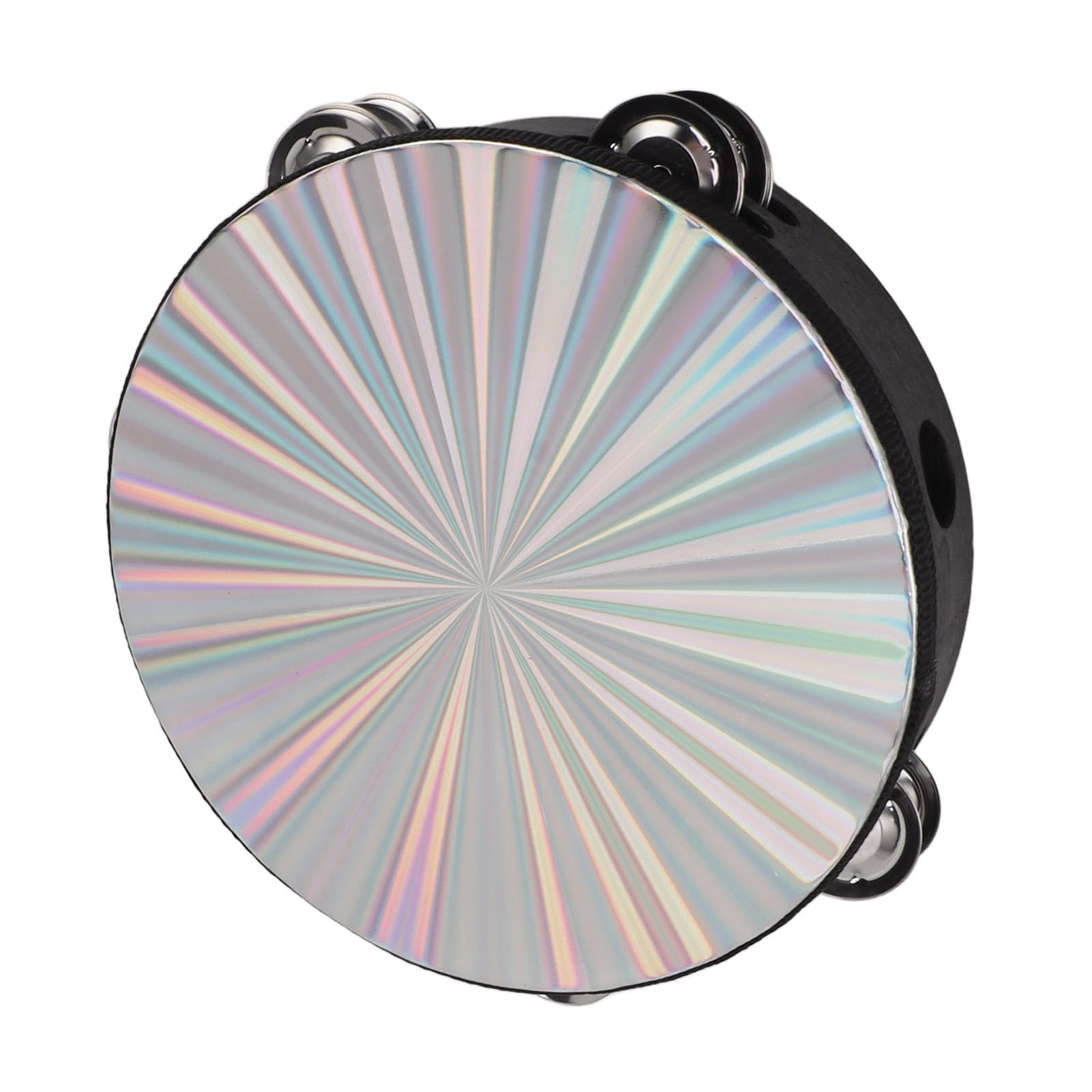 POYHKFD Tambourin à Main en Bois, Tambourin à Double Rangée de Jingles en Métal, Tambourin Radiant Percussion Tambour à Main Cloche Instrument de Musique pour Fête KTV Événements(8 Inch)