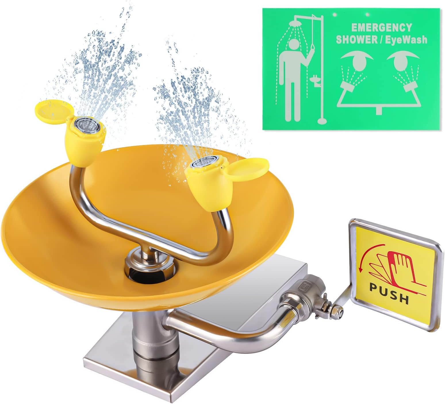 Eye Wash Station Emergency Wall-Mounted - Yeipower Portable First Aid Eyewash Station Eye Irrigation Sign
