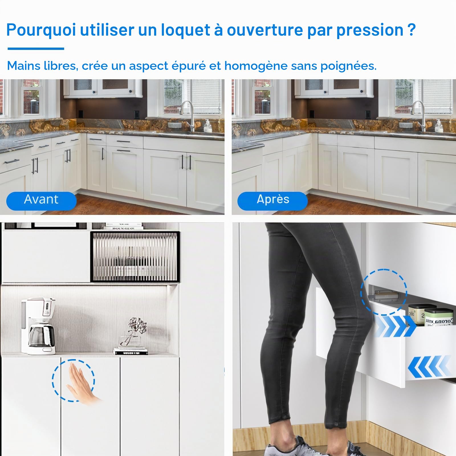 Poussoir Push to Open Jiayi Lot de 10 Aimant Poussoir Porte Placard Pousser Latch Pour Tiroir Aimant Porte Placard Loquet Fermetures Push Open Latch pour Appuyer et Ouvrir des Portes