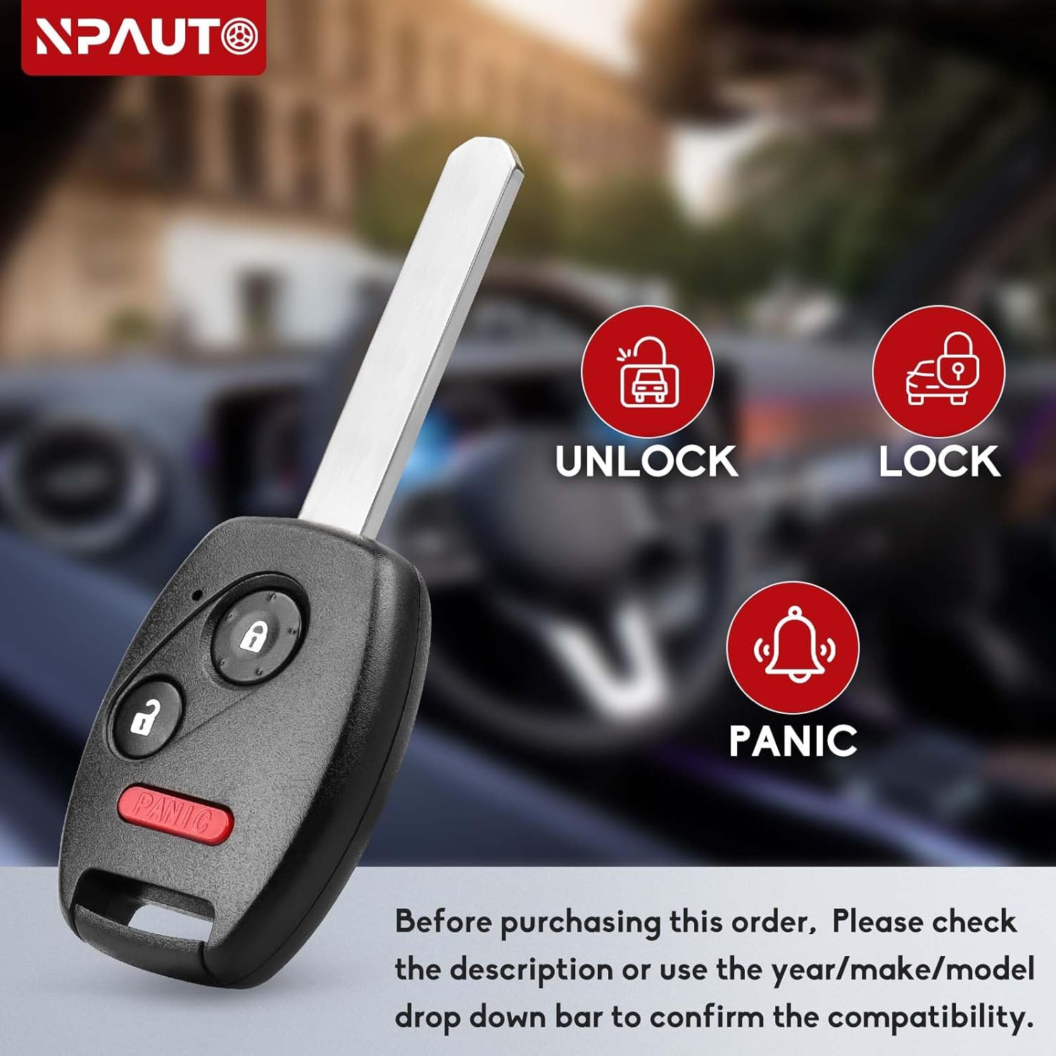 NPAUTO Key Fob Replacement Fits for Honda Pilot 2005 2006 2007 2008, Keyless Entry Remote Control Car Key Fobs, (CWTWB1U545, 35111-S9V-325, 433 Mhz, Pack of 2)