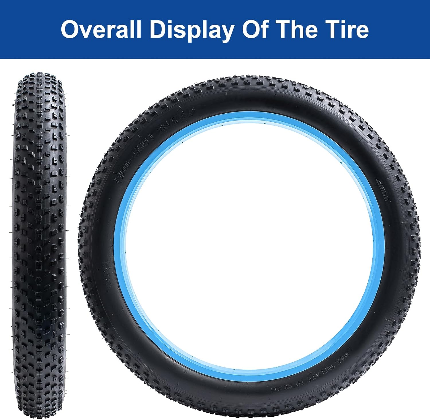 26x4.0 (100-559) Electric Bike Tire 26 inch Fat E-Bicycle Tire Suitable for 26x4 26 X 4.0 MTB/E-Bike Folding Replacement Fat Bike Tire (Single)