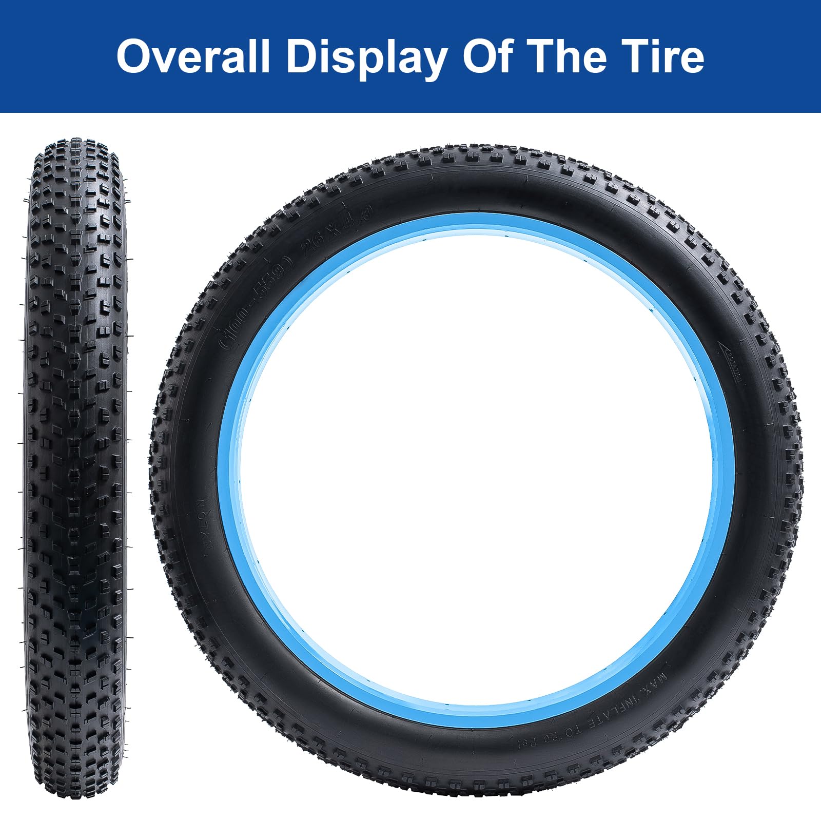 26 x 4,0 - Pneumatico per bicicletta elettrica 100-559, 26 pollici, pieghevole, adatto per bici da corsa 26 x 3,80, 26 x 4,0, E-Bike/MTB/City/bici da corsa (uno)