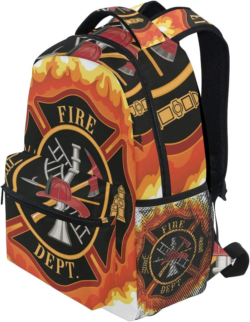 KVMV Fire Department Icon with Ladder Public Service Essential Tools of Firefighters Lightweight School Backpack…