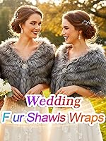 Vista 16 de Aukmla Bufanda de piel de boda para mujer con broche de diamantes de imitación para novia y damas de honor A-Marrón