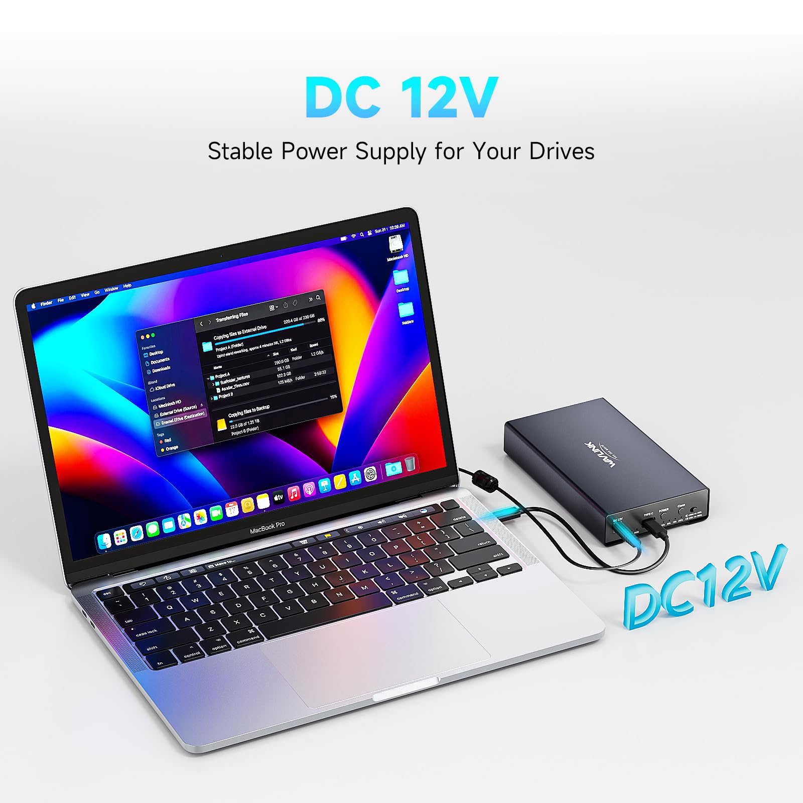 Boîtier WAVLINK à Deux Baies pour disques M.2 NVMe et disques durs/SSD SATA 2,5/3,5