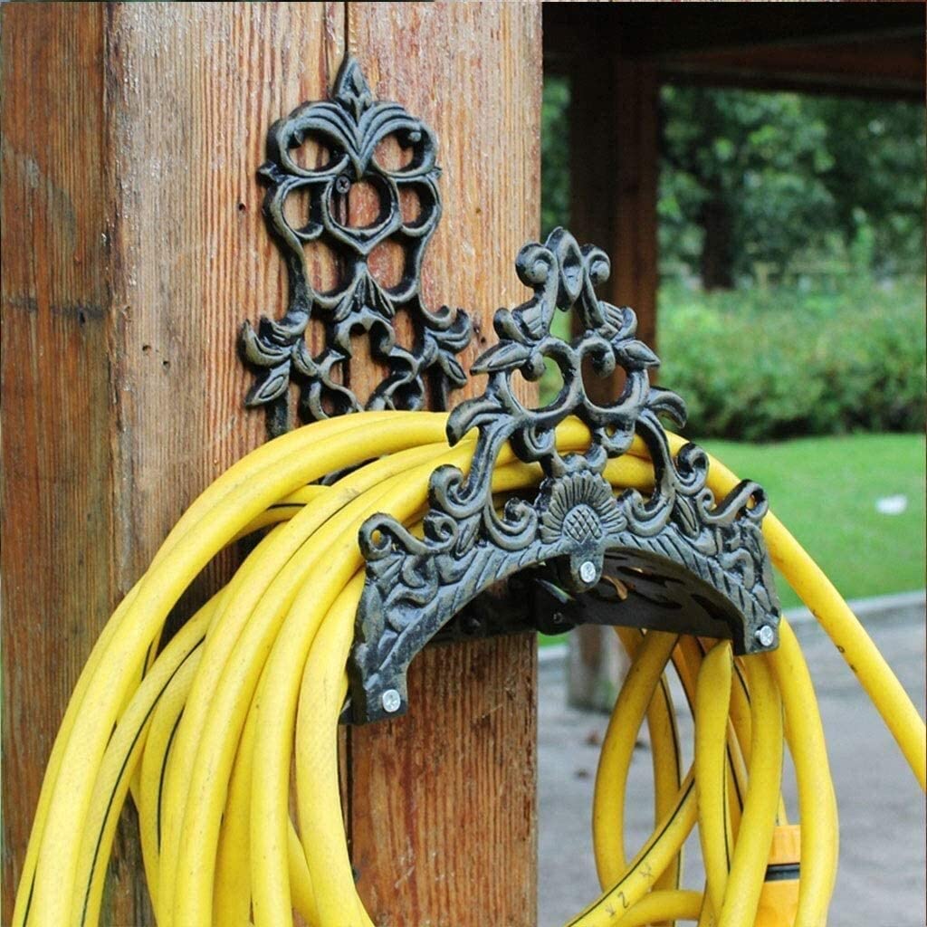Soporte for Manguera de jardín, Soporte for Manguera de jardín de Hierro Fundido Resistente Colgador de Manguera de Agua montado en la Pared Decorativo