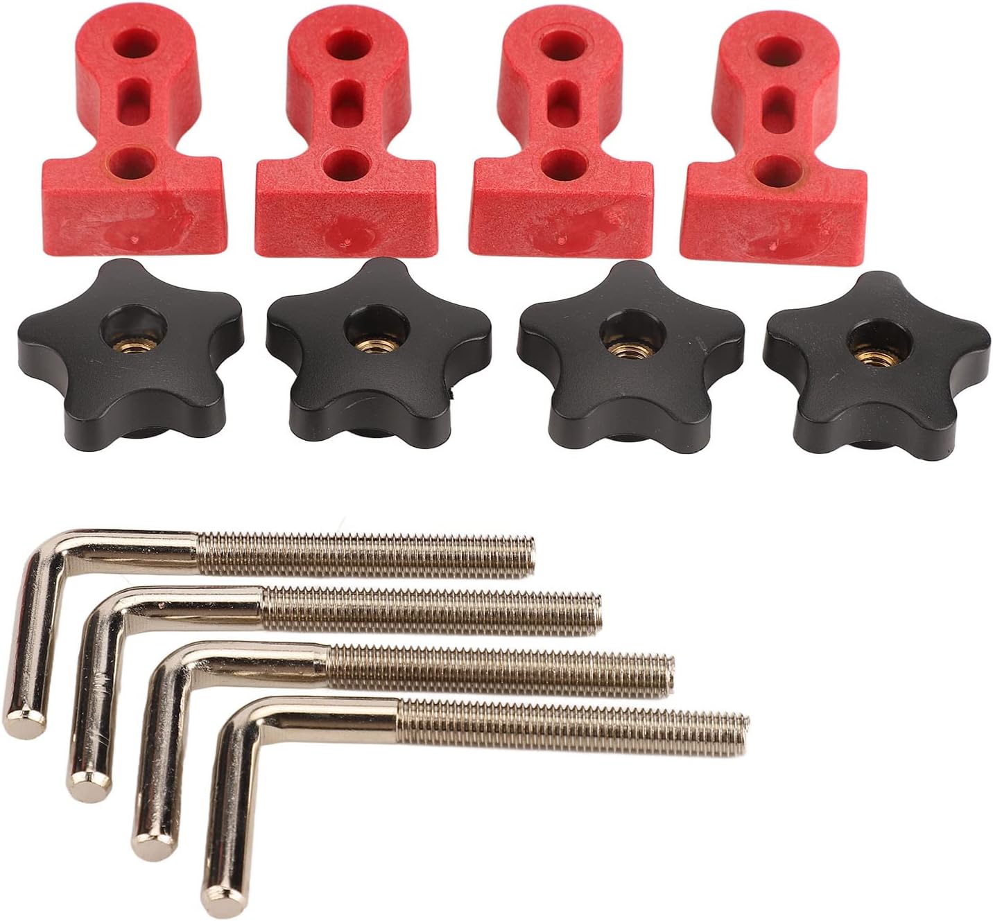 90 Degree Positioning Squares Right Angle Fixing Clamp, Woodworking Carpenter Tool, ABS Material with Screws and Nuts, 120mm4 1/2in Range for Furniture Cabinets and Picture Frames (Red)