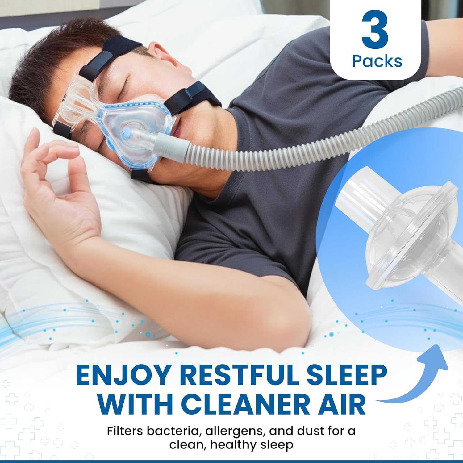 USA Made - Universal Fit in-Line Filter for CPAP and BiPAP Machines - Filters to Purify Your CPAP Experience - 3 Pack - Image 2